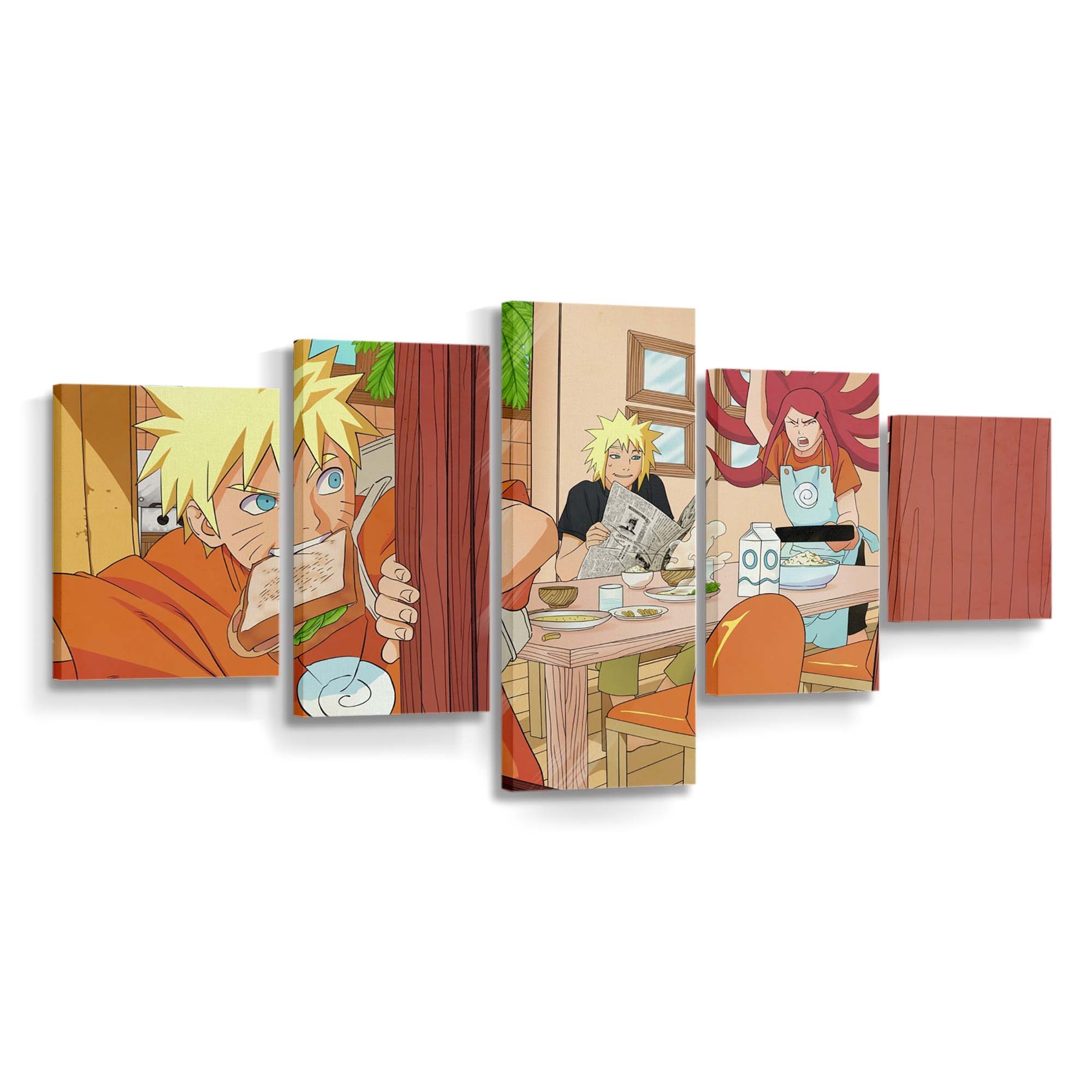 Manga Breakfast Family Jinchuuriki Kushina - Anime Wandbild - Leinwandbild manga2560x1440