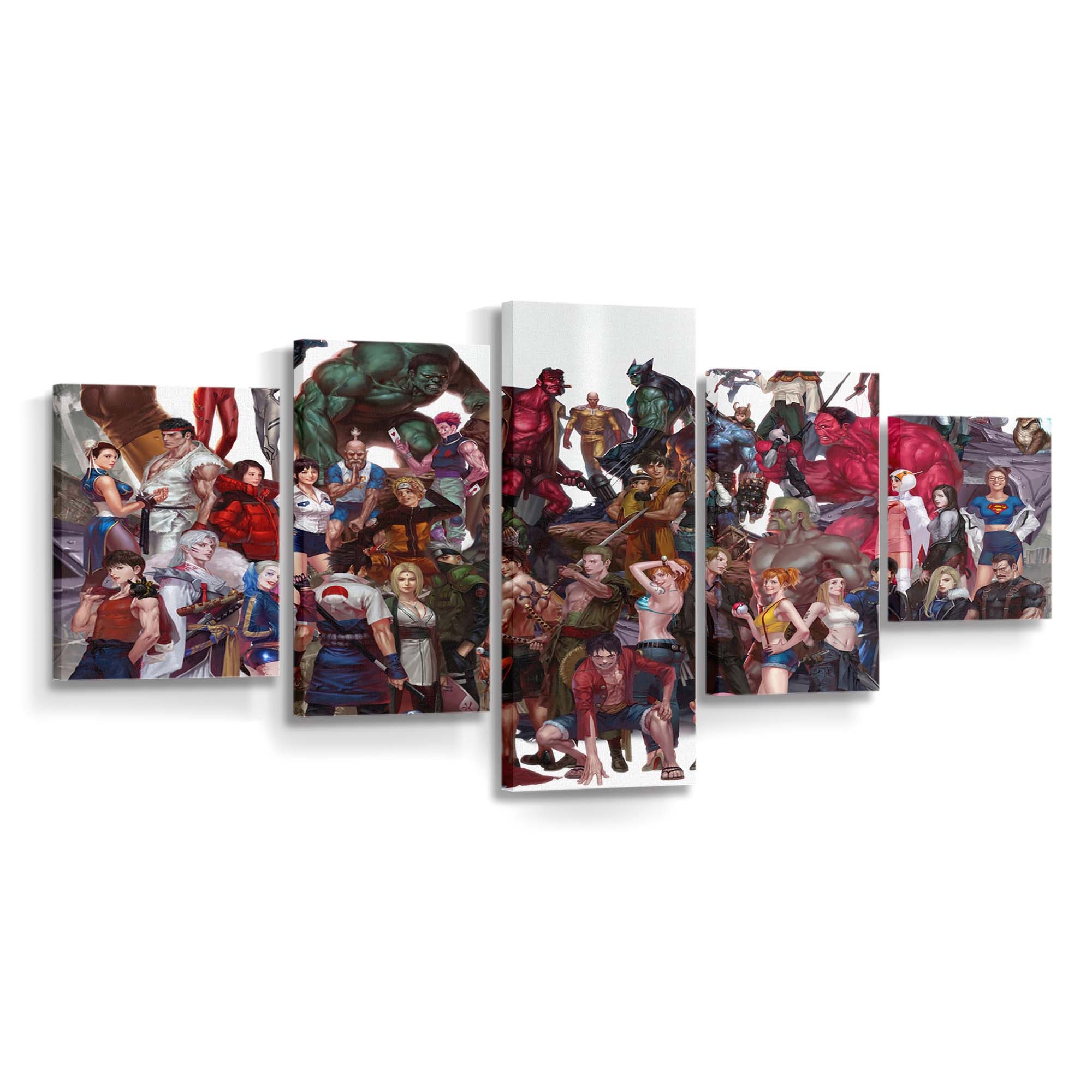 Naruto Anime The Avengers Dragon Ball One Piece Overwatch Street Fighter - Anime Wandbild - Leinwandbild naruto animethe avengersdragon ballone pieceoverwatchstreet fighter