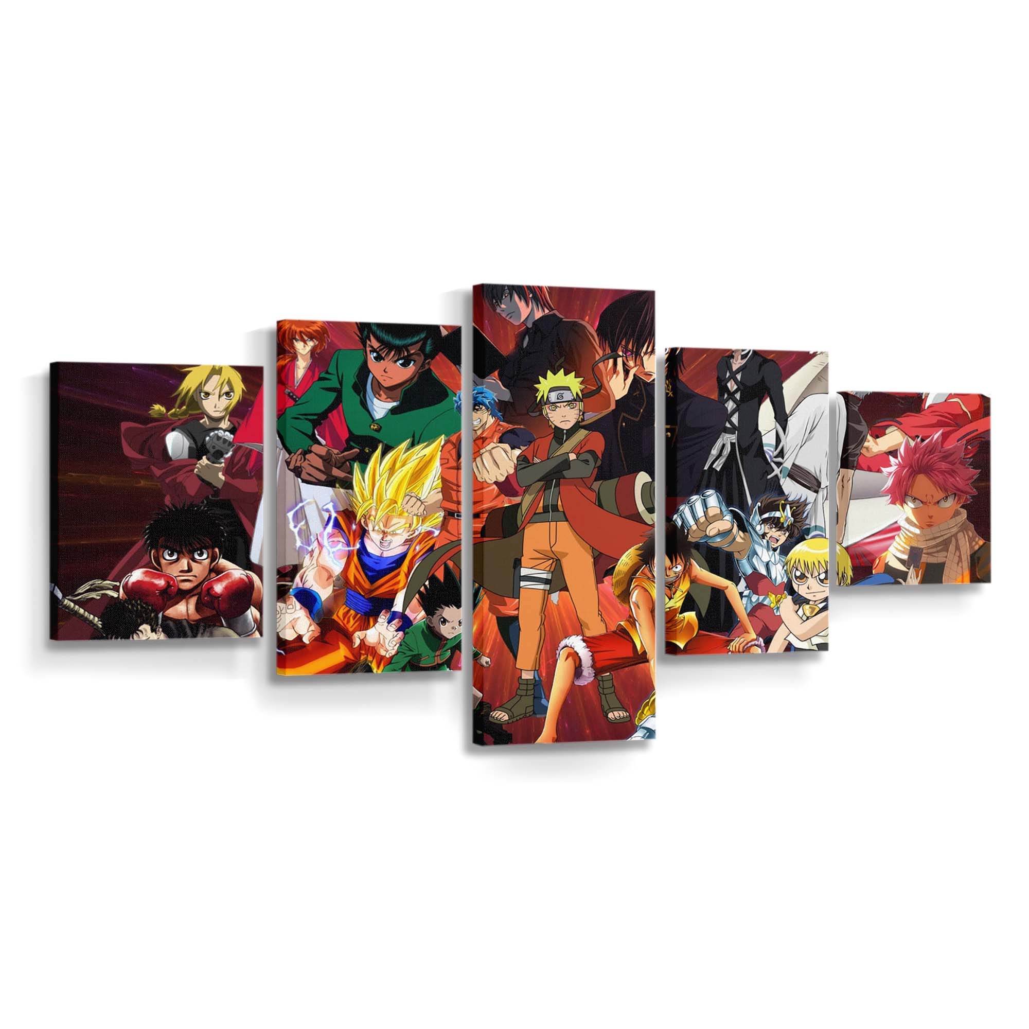 Naruto Shippuuden Shonen Jump Monkey D Luffy Son Goku Berserk Full Metal Alchemist - Anime Wandbild - Leinwandbild naruto shippuudenshonen jumpmonkey d luffyson gokuberserkfull metal alchemist