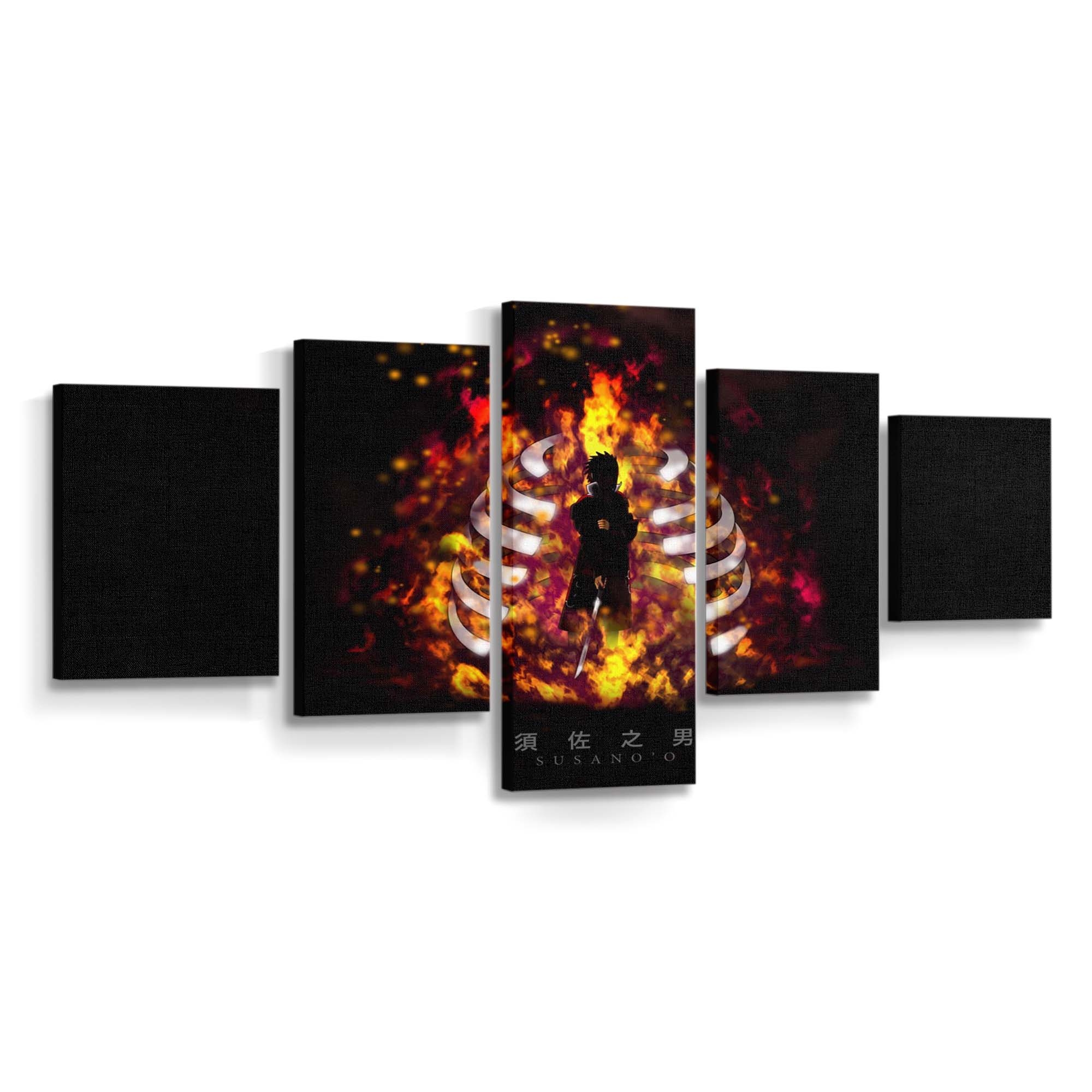 Naruto Shippuuden Uchiha Sasuke Darkness Fire Flame Font - Anime Wandbild - Leinwandbild naruto shippuudenuchiha sasukedarknessfireflamefont