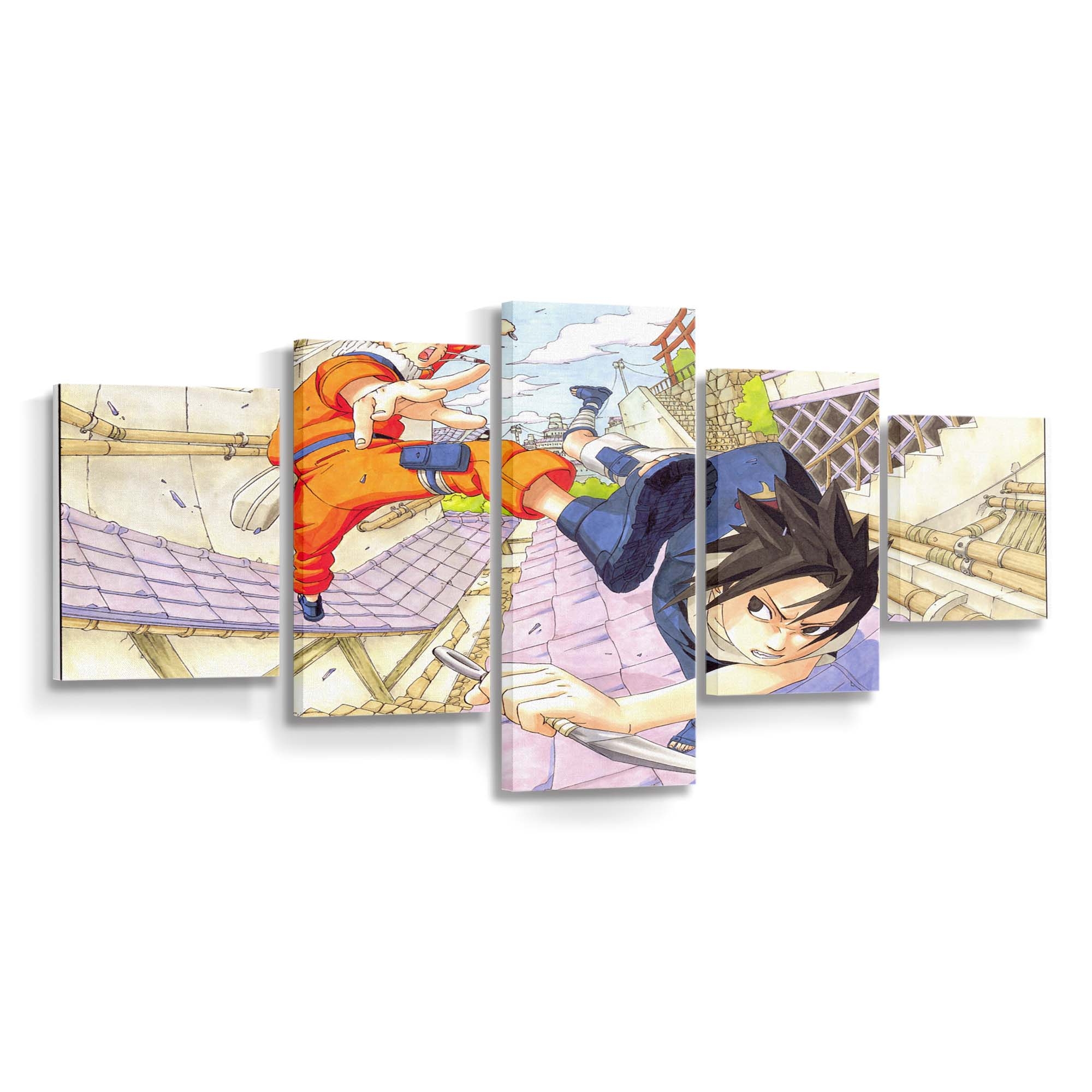 Naruto Shippuuden – Masashi Kishimoto Artwork: Naruto & Sasuke Im Gleichgewicht - Anime Wandbild - Leinwandbild naruto shippuudenuzumaki narutouchiha sasukeartworkmasashi kishimotoillustration 0001