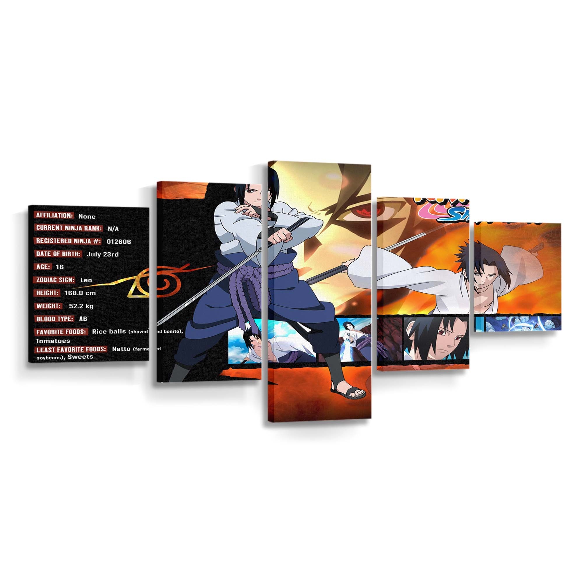 Naruto Uchiha Sasuke Boy Arms Inscription - Anime Wandbild - Leinwandbild narutouchiha sasukeboyarmsinscription