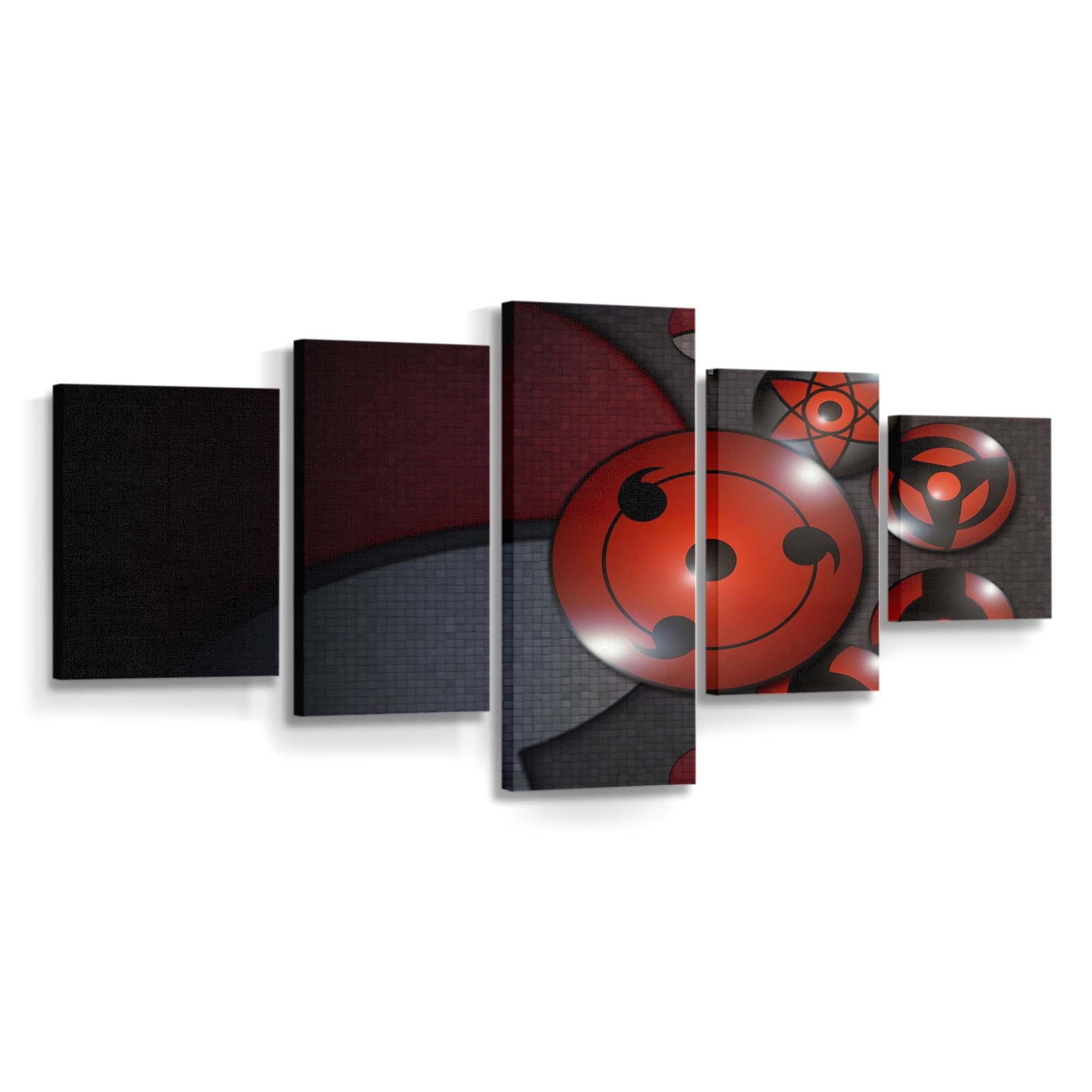 Red Naruto Shippuuden Sharingan Circle Symbols Ball - Anime Wandbild - Leinwandbild rednaruto shippuudensharingancirclesymbolsball