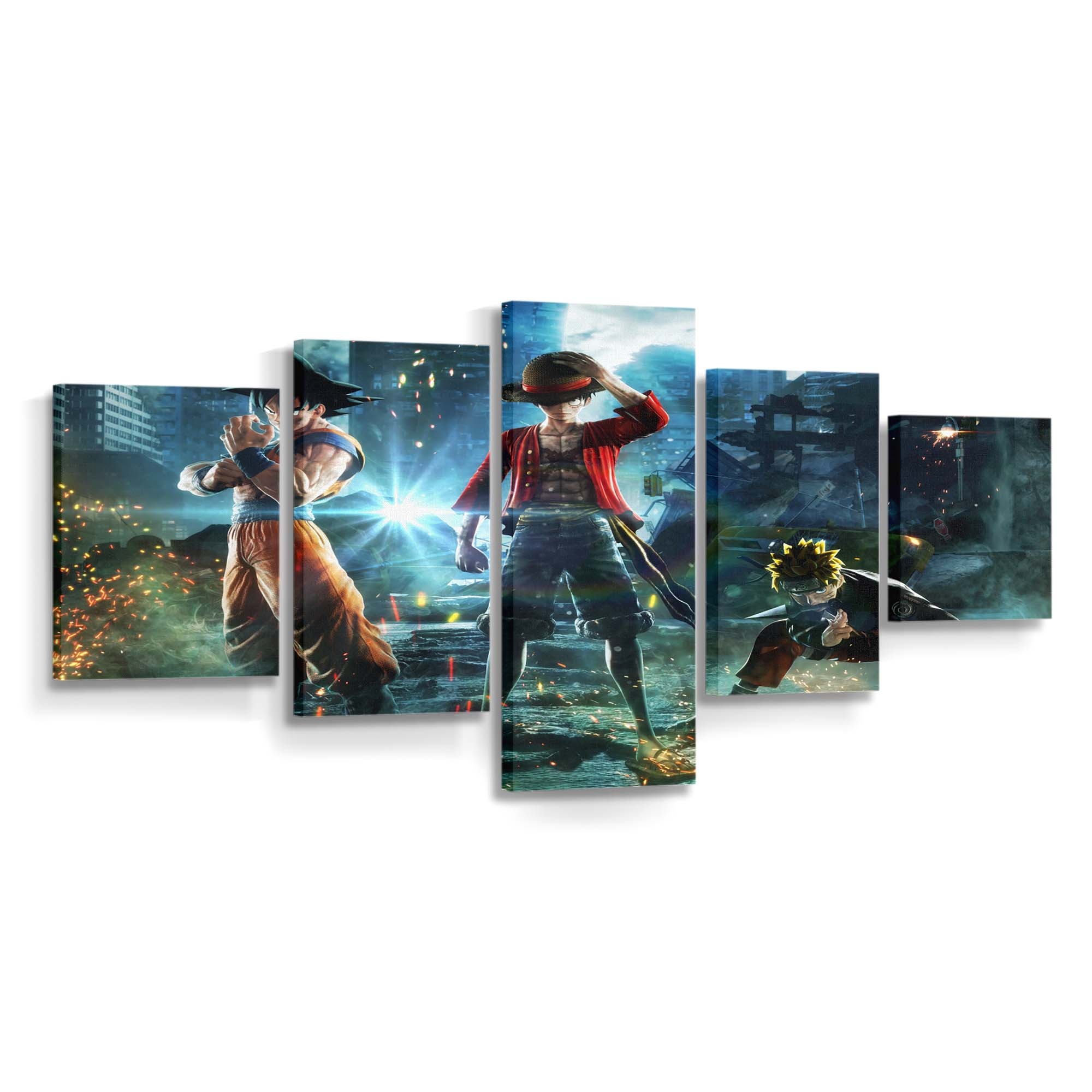 Son Goku Monkey D Luffy Uzumaki Naruto Anime Boys Jump Force - Anime Wandbild - Leinwandbild son gokumonkey d luffyuzumaki narutoanime boysjump force