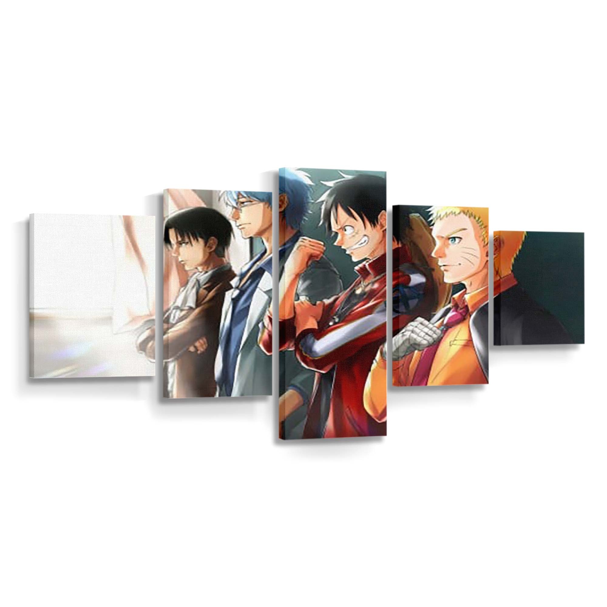 Attack On Titan Gintama Gintoki Sakata Levi Ackerman Monkey D. Luffy Naruto Naruto Uzumaki One Piece - Anime Wandbild - Leinwandbild th attack on titan gintama gintoki sakata levi ackerman monkey d luffy naruto naruto uzumaki one piece
