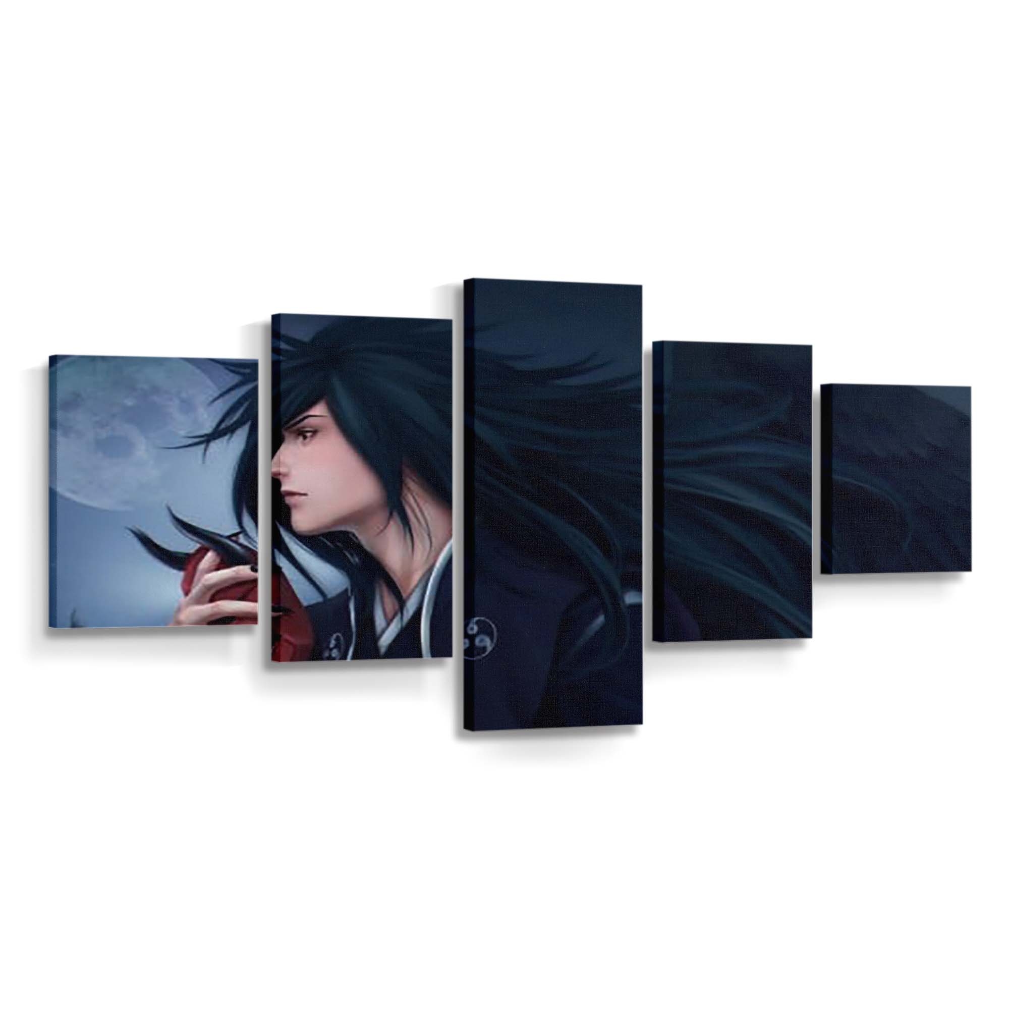 Madara Uchiha Long Black Hair Wimask In Moon Sky Naruto - Anime Wandbild - Leinwandbild th madara uchiha long black hair with mask in moon sky background hd naruto