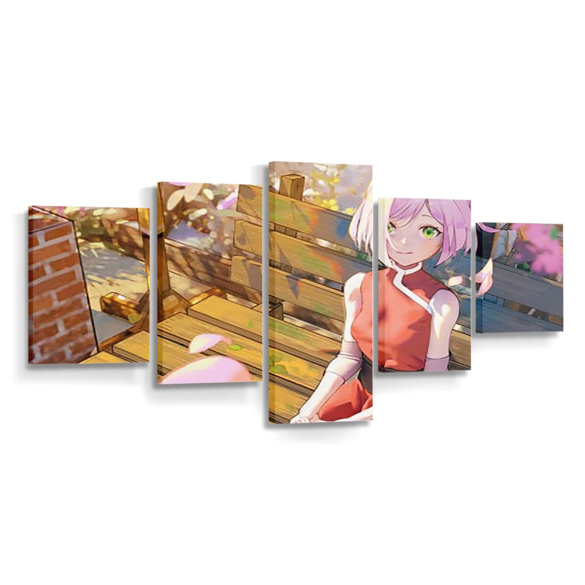 Pink Hair Green Eyes Sakura Haruno Wired Dress Naruto - Anime Wandbild - Leinwandbild th pink hair green eyes sakura haruno with red dress hd naruto