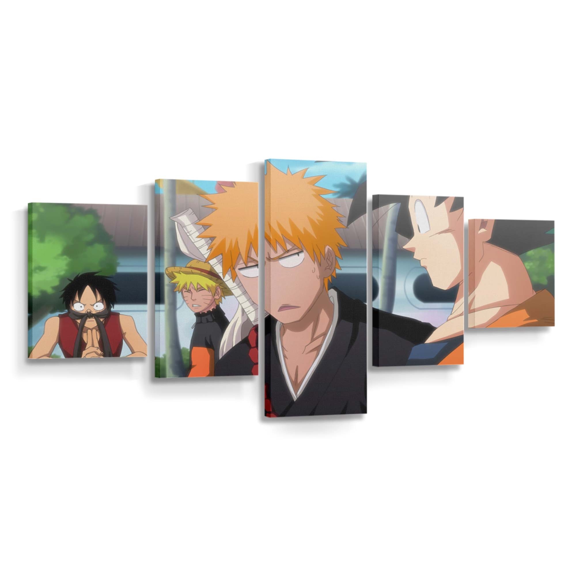 Uzumaki Naruto Monkey D Luffy Kurosaki Ichigo Son Goku Naruto Anime One Piece - Anime Wandbild - Leinwandbild uzumaki narutomonkey d luffykurosaki ichigoson gokunaruto animeone piece