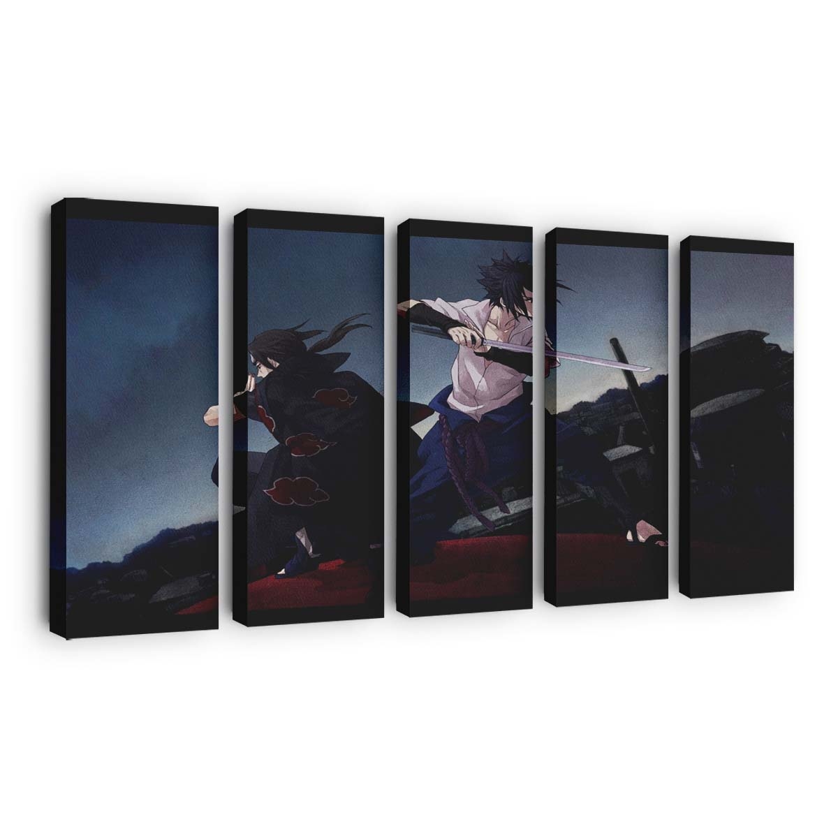 Anime Boys Naruto Shippuuden Brothers Uchiha Sasuke Sword - Anime Wandbild - Leinwandbild animeanime boysnaruto shippuudenbrothersuchiha sasukesword