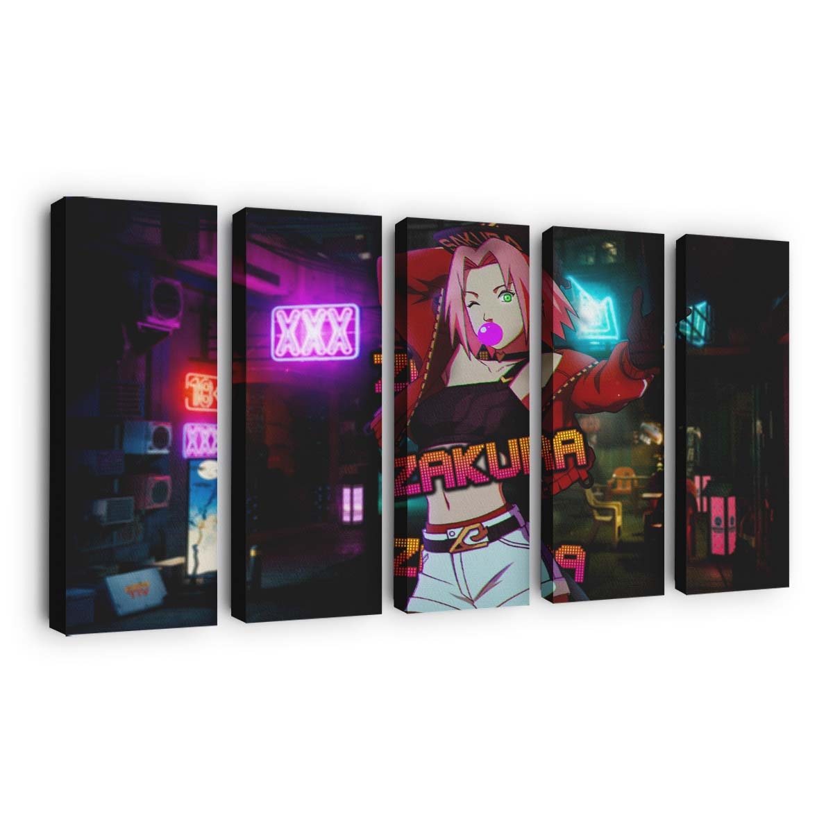 Anime Girls Sakura Naruto Neon Naruto Shippuuden - Anime Wandbild - Leinwandbild animeanime girlssakura narutoneonnaruto shippuuden