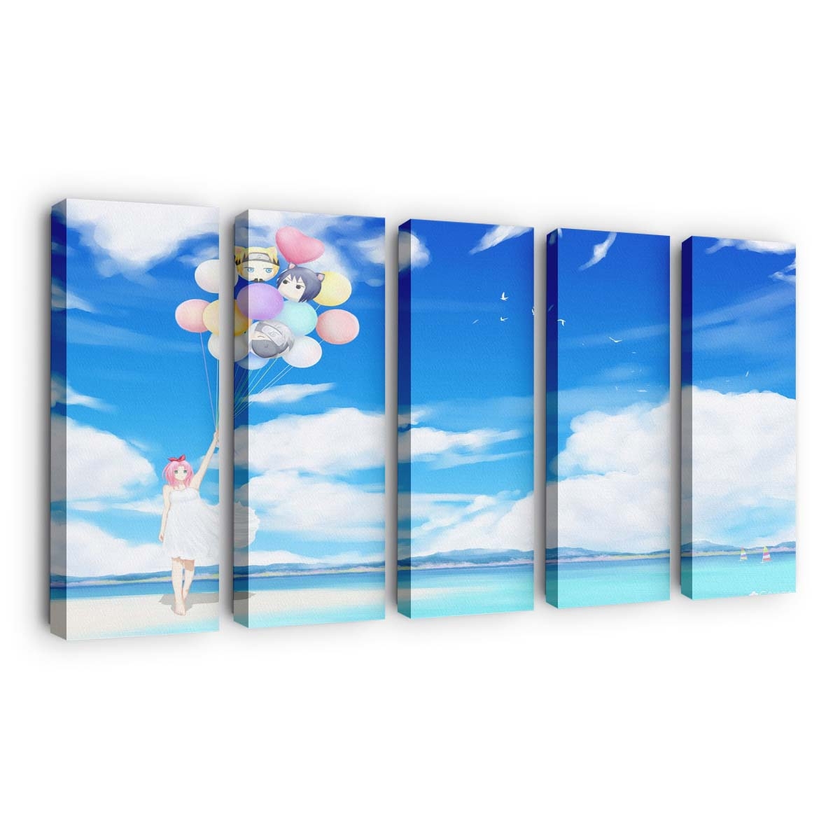 Anime Girls Sunlight Birds Sky Clouds - Anime Wandbild - Leinwandbild animeanime girlssunlightbirdsskyclouds