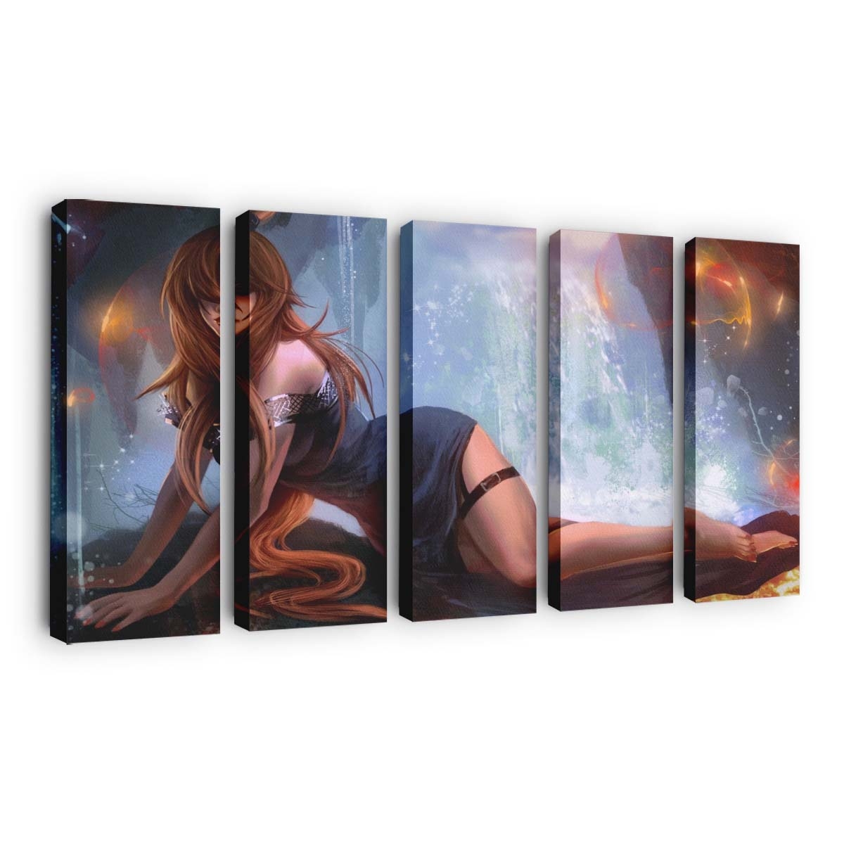 Anime Girls Women Redhead Fantasy Art Barefoot - Anime Wandbild - Leinwandbild animeanime girlswomenredheadfantasy artbarefoot