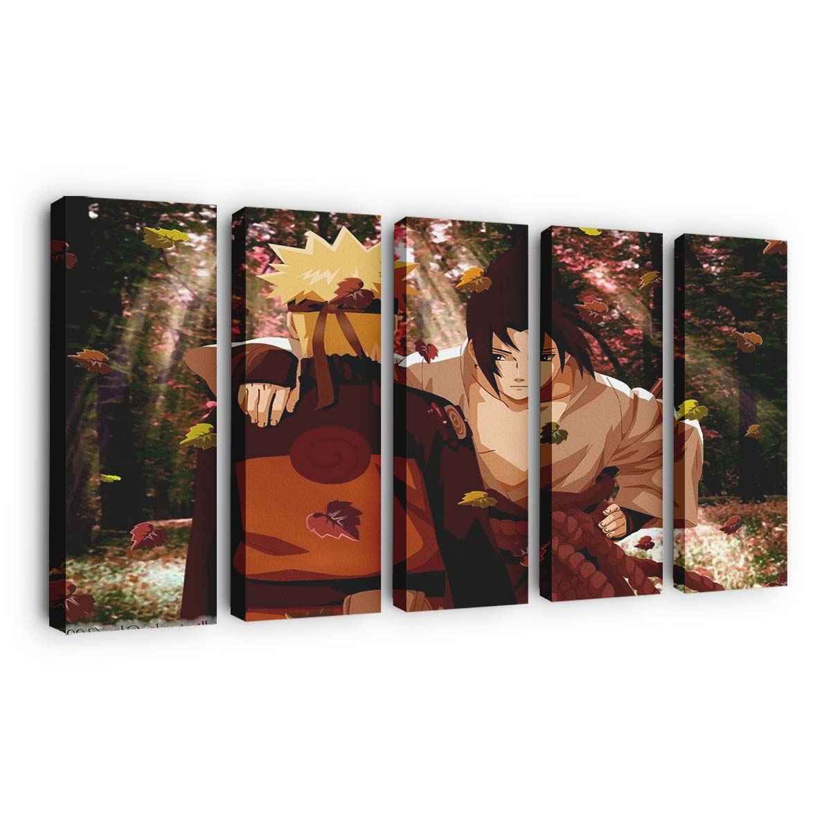 Anime Artwork Naruto Shippuuden Fall Leaves Black Hair - Anime Wandbild - Leinwandbild animeartworknaruto shippuudenfallleavesblack hair