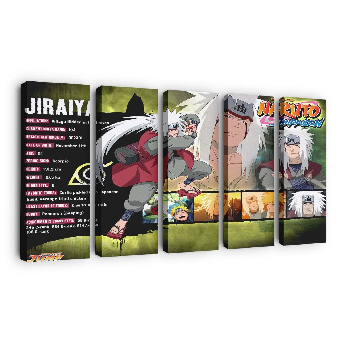 Anime Cartoon Comics Naruto Black Eyes Jiraiya - Anime Wandbild - Leinwandbild animecartooncomicsnarutoblack eyesjiraiya