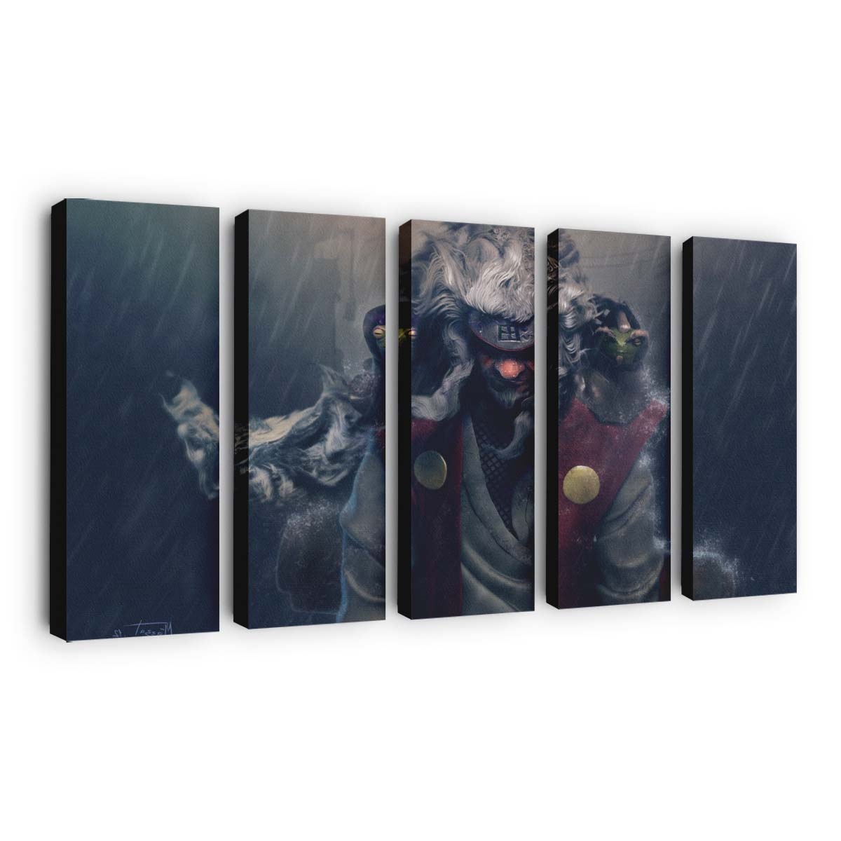 Anime Manga Digital Art White Hair Rain Ninjas - Anime Wandbild - Leinwandbild animemangadigital artwhite hairrainninjas