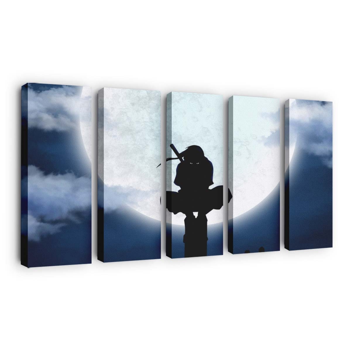 Anime Naruto Shippuuden Sky Silhouette Moon Blue - Anime Wandbild - Leinwandbild animenaruto shippuudenskysilhouettemoonblue