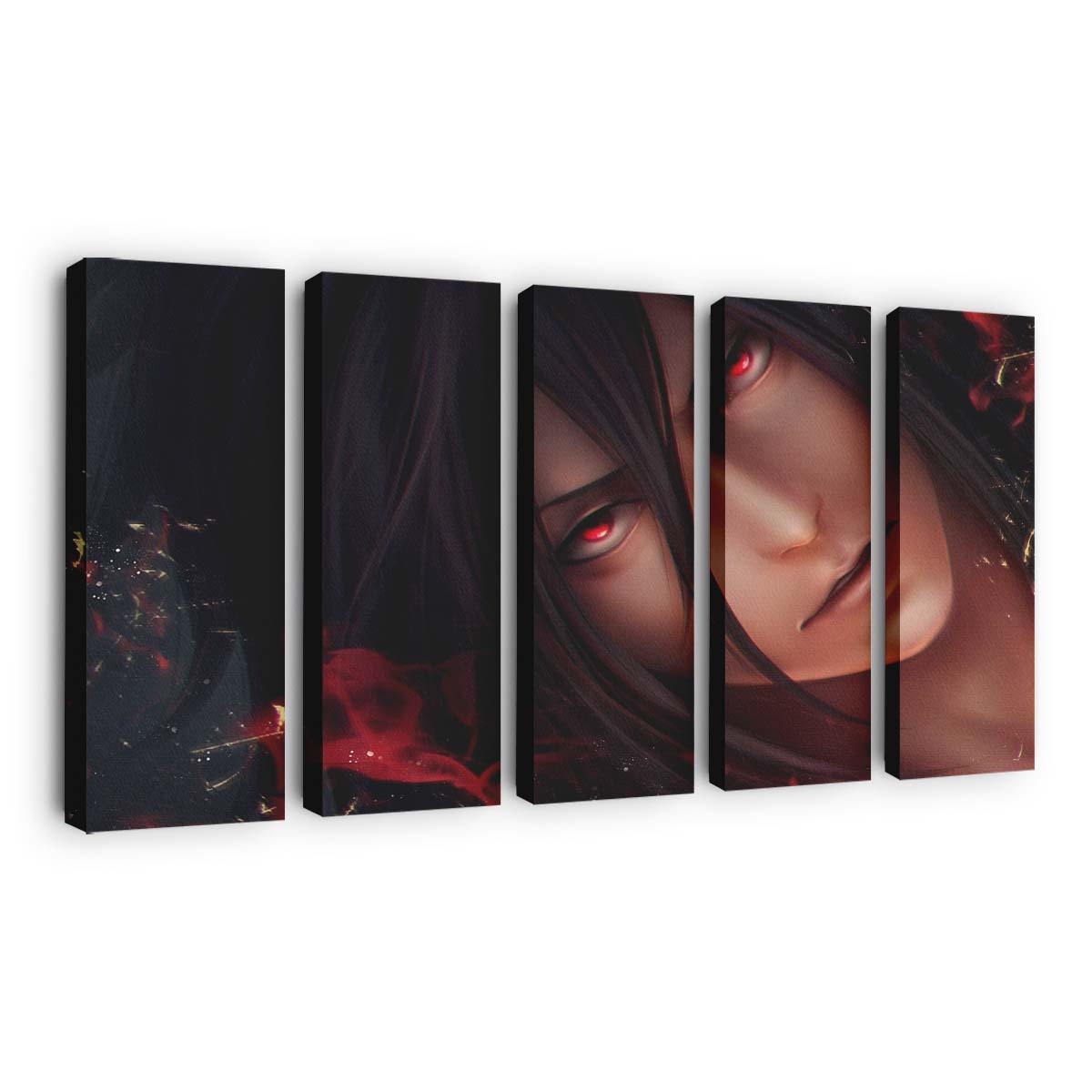 Anime Red Black Hair Clothing Uchiha Sasuke Mouth - Anime Wandbild - Leinwandbild animeredblack hairclothinguchiha sasukemouth