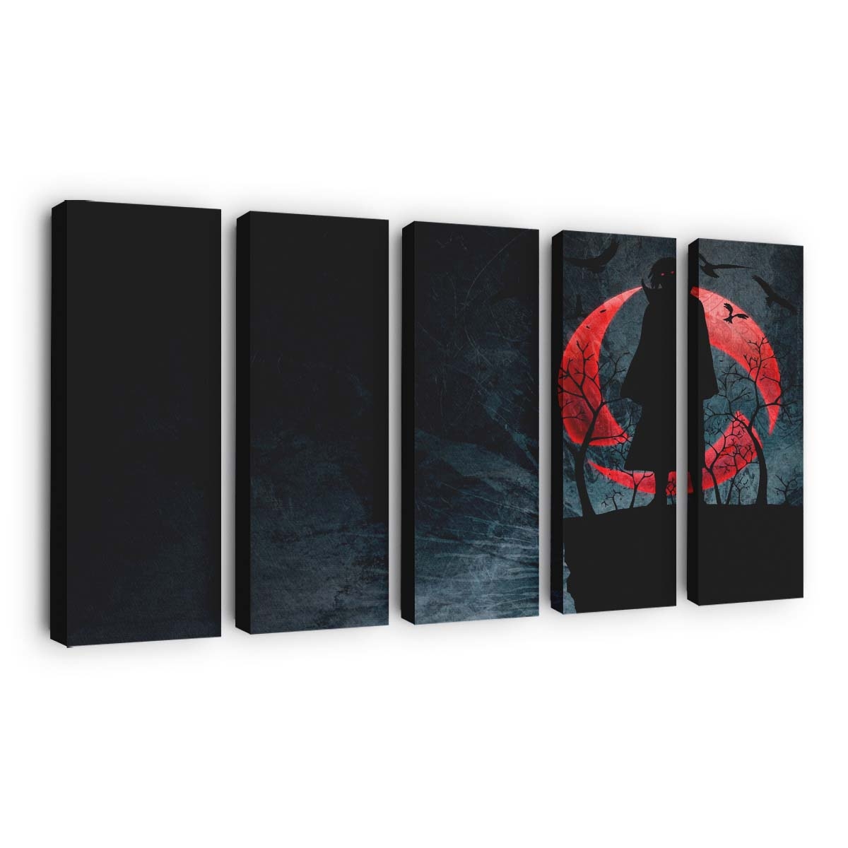 Anime Red Silhouette Naruto Shippuuden Sharingan Akatsuki - Anime Wandbild - Leinwandbild animeredsilhouettenaruto shippuudensharinganakatsuki 0001