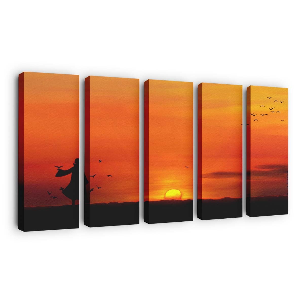 Anime Sunlight Birds Sunset Sea Sky - Anime Wandbild - Leinwandbild animesunlightbirdssunsetseasky