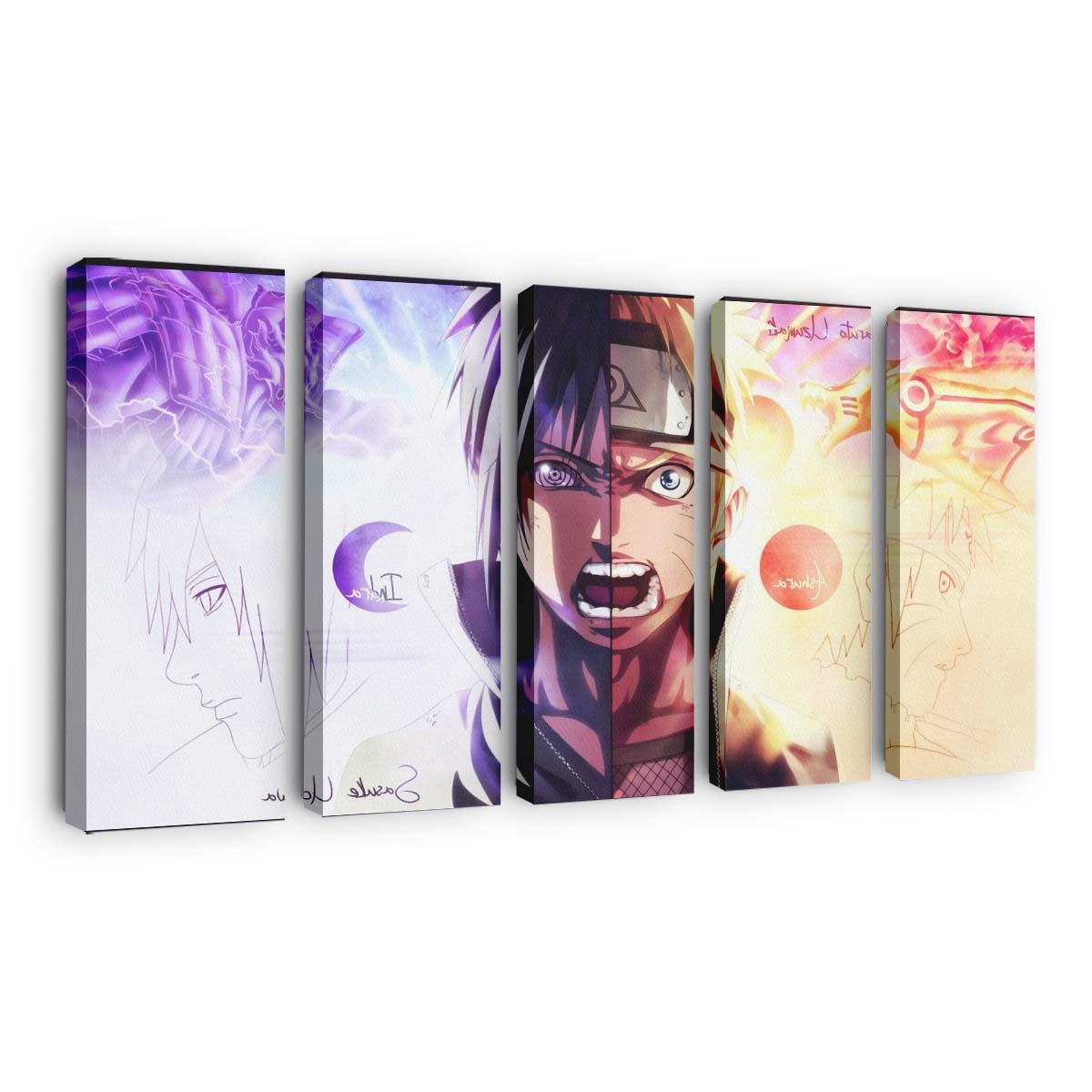 Anime Cartoon Black Hair Graphic Design Purple - Anime Wandbild - Leinwandbild illustrationanimecartoonblack hairgraphic designpurple