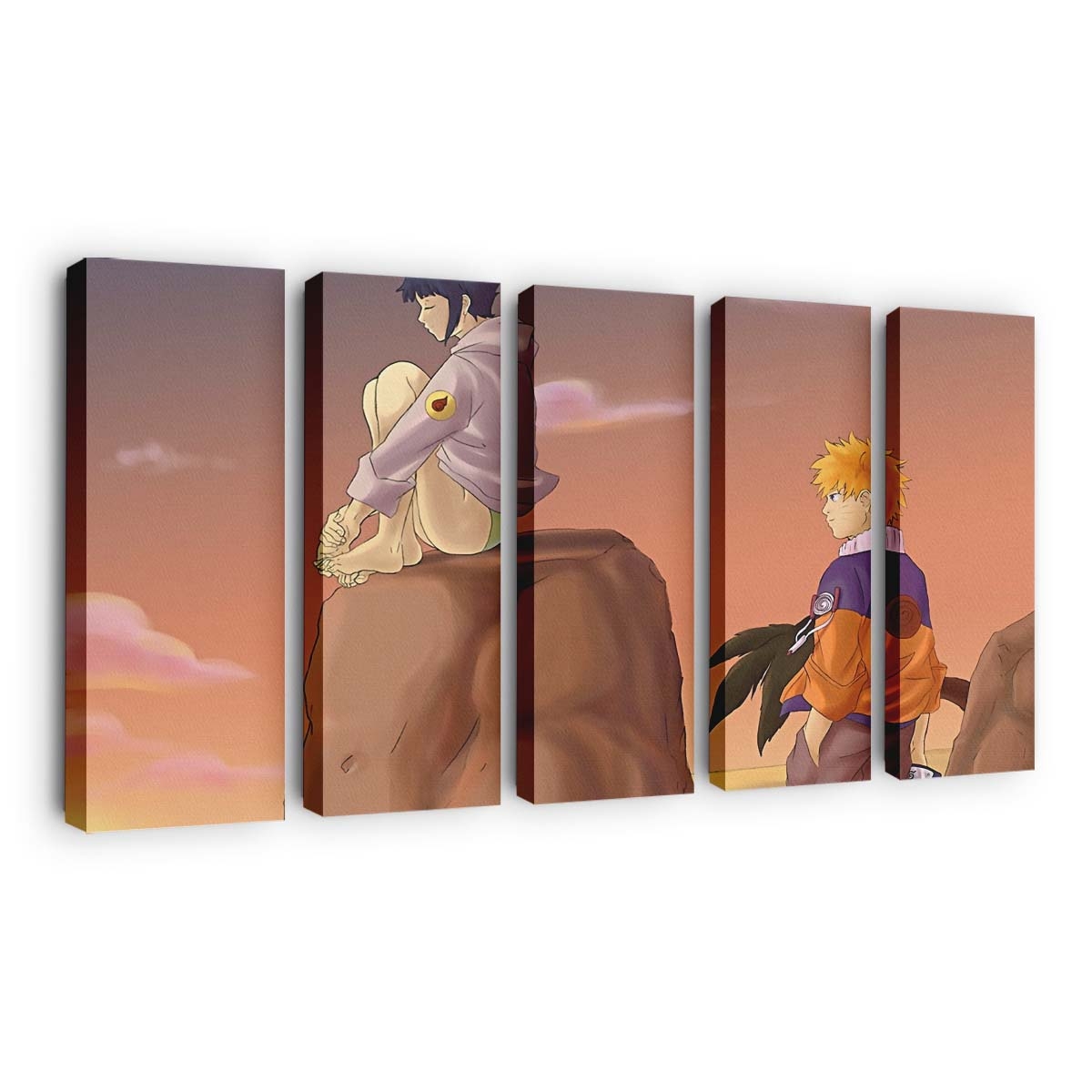 Anime Cartoon Girl Naruto Boy - Anime Wandbild - Leinwandbild illustrationanimecartoongirlnarutoboy