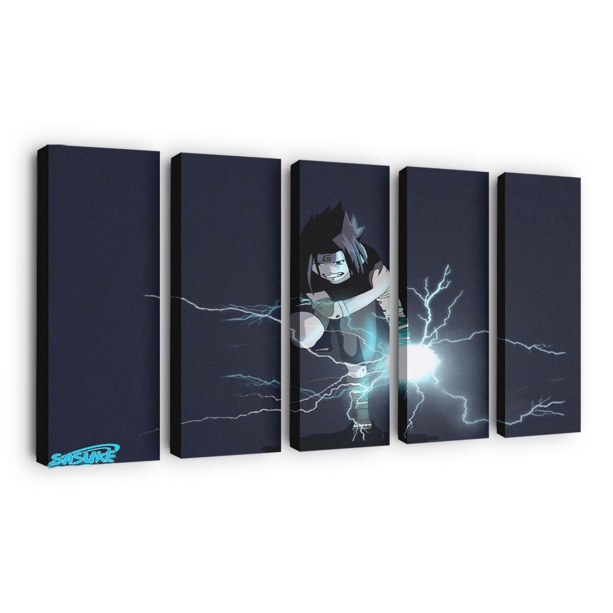 Anime Naruto Shippuuden Uchiha Sasuke Lightning Thunder - Anime Wandbild - Leinwandbild illustrationanimenaruto shippuudenuchiha sasukelightningthunder