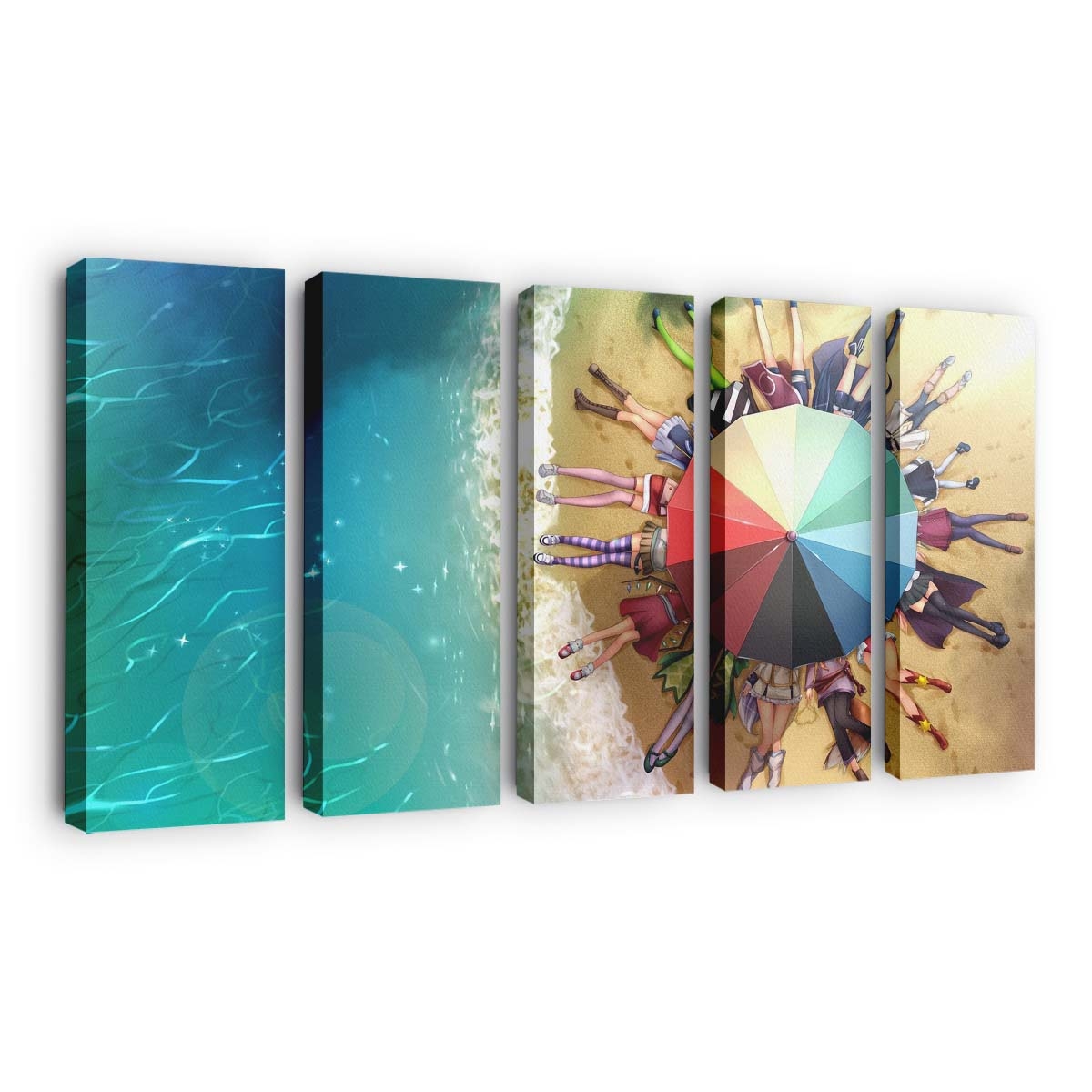 Sea Anime Girls Legs Beach - Anime Wandbild - Leinwandbild illustrationseaanimeanime girlslegsbeach