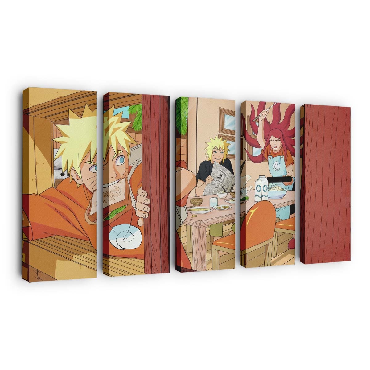 Manga Breakfast Family Jinchuuriki Kushina - Anime Wandbild - Leinwandbild manga2560x1440