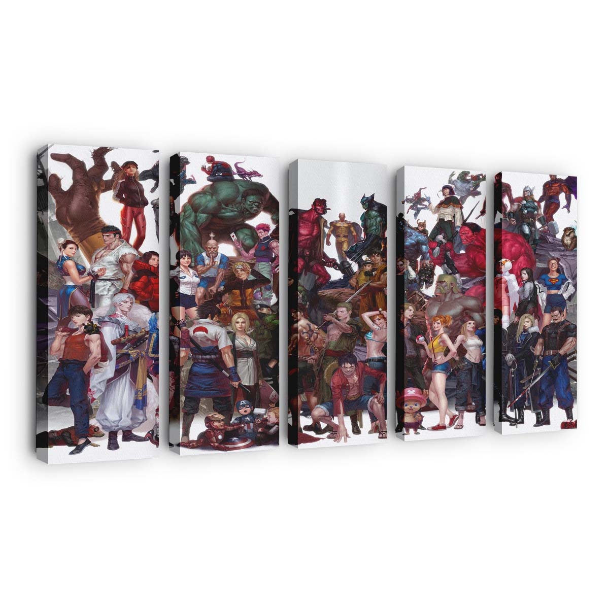 Naruto Anime The Avengers Dragon Ball One Piece Overwatch Street Fighter - Anime Wandbild - Leinwandbild naruto animethe avengersdragon ballone pieceoverwatchstreet fighter