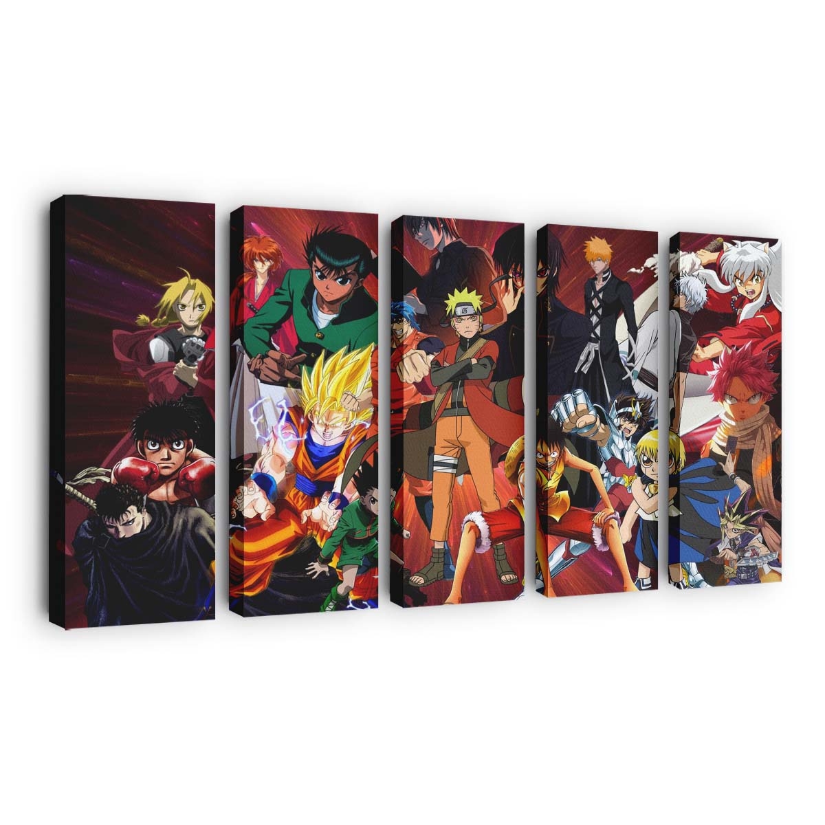 Naruto Shippuuden Shonen Jump Monkey D Luffy Son Goku Berserk Full Metal Alchemist - Anime Wandbild - Leinwandbild naruto shippuudenshonen jumpmonkey d luffyson gokuberserkfull metal alchemist