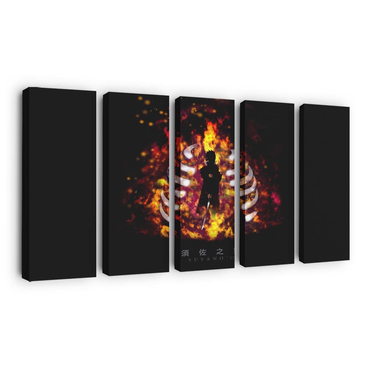 Naruto Shippuuden Uchiha Sasuke Darkness Fire Flame Font - Anime Wandbild - Leinwandbild naruto shippuudenuchiha sasukedarknessfireflamefont