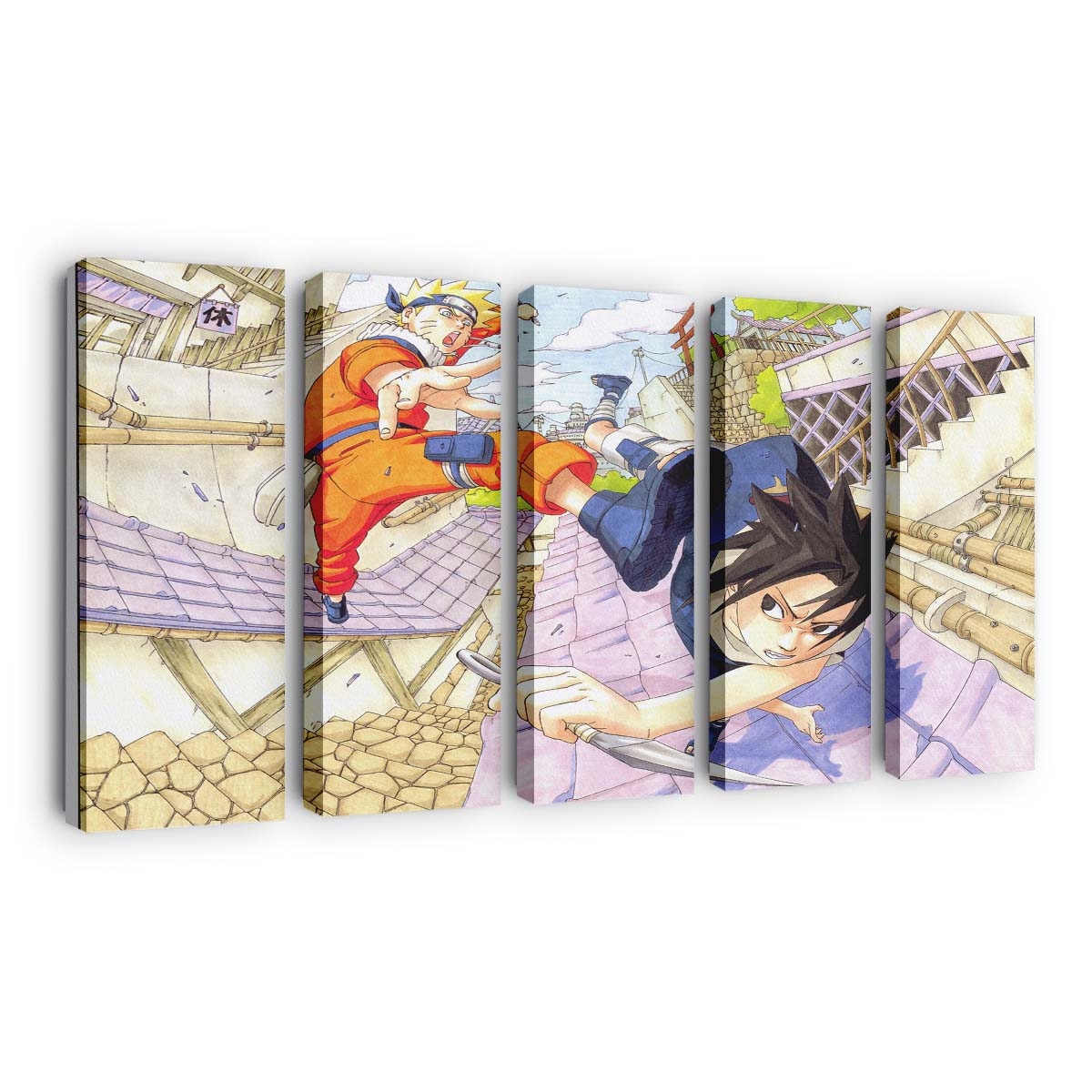 Naruto Shippuuden – Masashi Kishimoto Artwork: Naruto & Sasuke Im Gleichgewicht - Anime Wandbild - Leinwandbild naruto shippuudenuzumaki narutouchiha sasukeartworkmasashi kishimotoillustration 0001