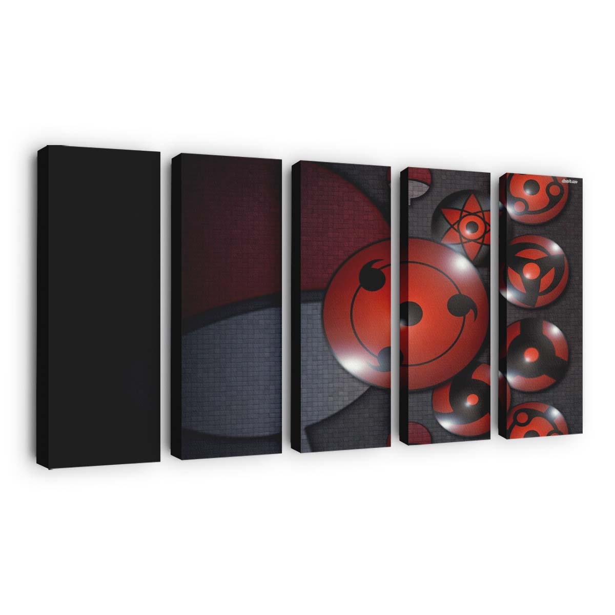 Red Naruto Shippuuden Sharingan Circle Symbols Ball - Anime Wandbild - Leinwandbild rednaruto shippuudensharingancirclesymbolsball