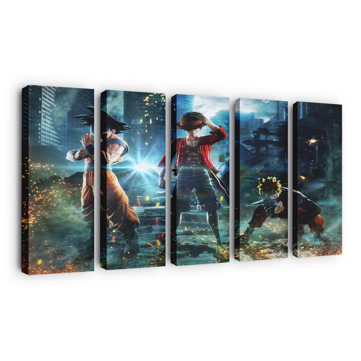 Son Goku Monkey D Luffy Uzumaki Naruto Anime Boys Jump Force - Anime Wandbild - Leinwandbild son gokumonkey d luffyuzumaki narutoanime boysjump force