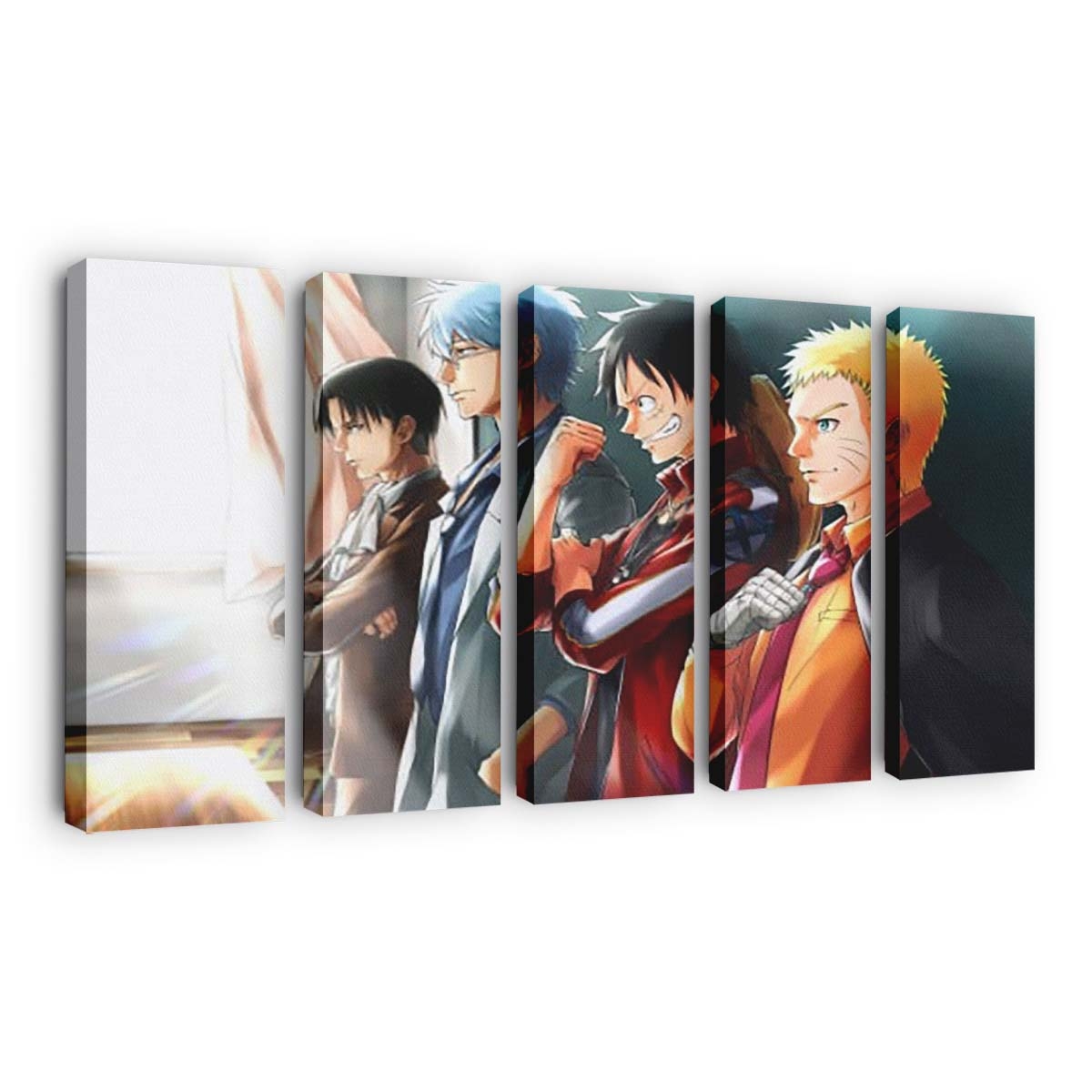 Attack On Titan Gintama Gintoki Sakata Levi Ackerman Monkey D. Luffy Naruto Naruto Uzumaki One Piece - Anime Wandbild - Leinwandbild th attack on titan gintama gintoki sakata levi ackerman monkey d luffy naruto naruto uzumaki one piece