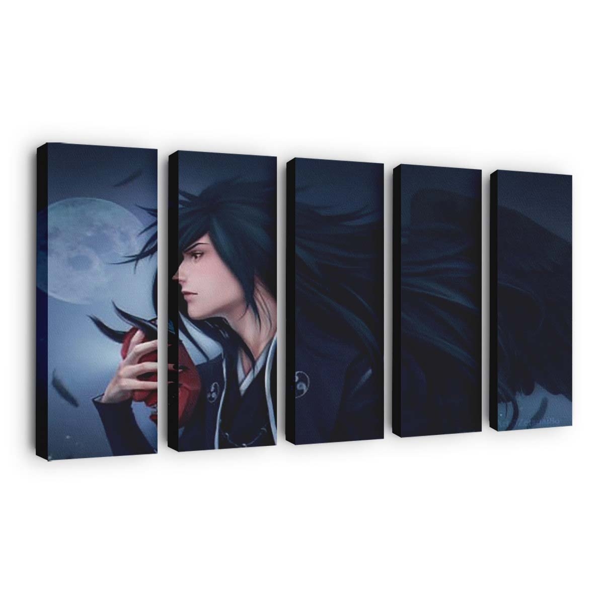 Madara Uchiha Long Black Hair Wimask In Moon Sky Naruto - Anime Wandbild - Leinwandbild th madara uchiha long black hair with mask in moon sky background hd naruto