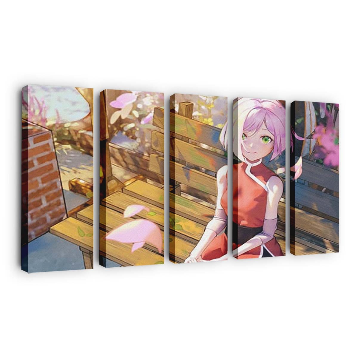 Pink Hair Green Eyes Sakura Haruno Wired Dress Naruto - Anime Wandbild - Leinwandbild th pink hair green eyes sakura haruno with red dress hd naruto