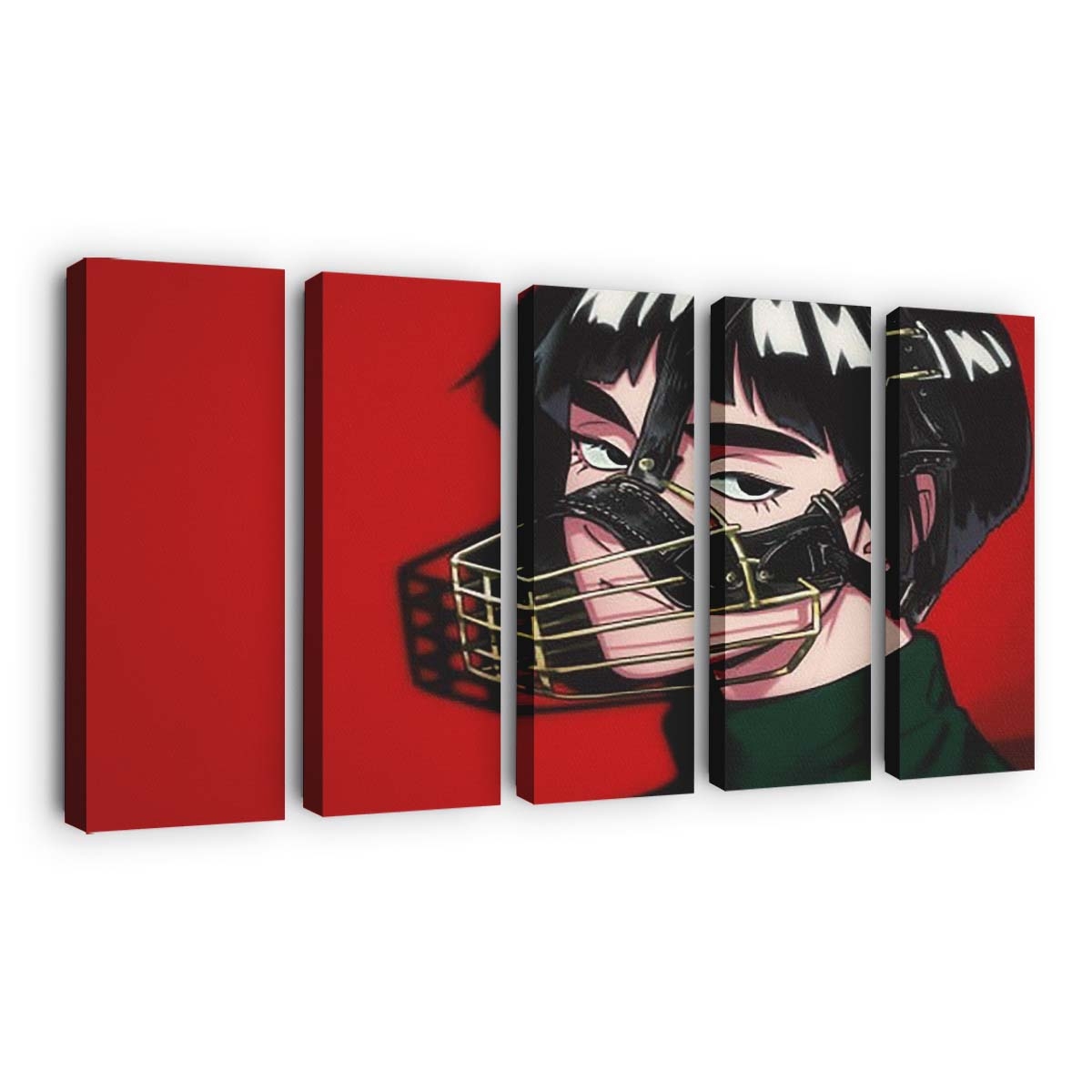 Rock Lee Wihelmet Red Naruto - Anime Wandbild - Leinwandbild th rock lee with helmet red background hd naruto