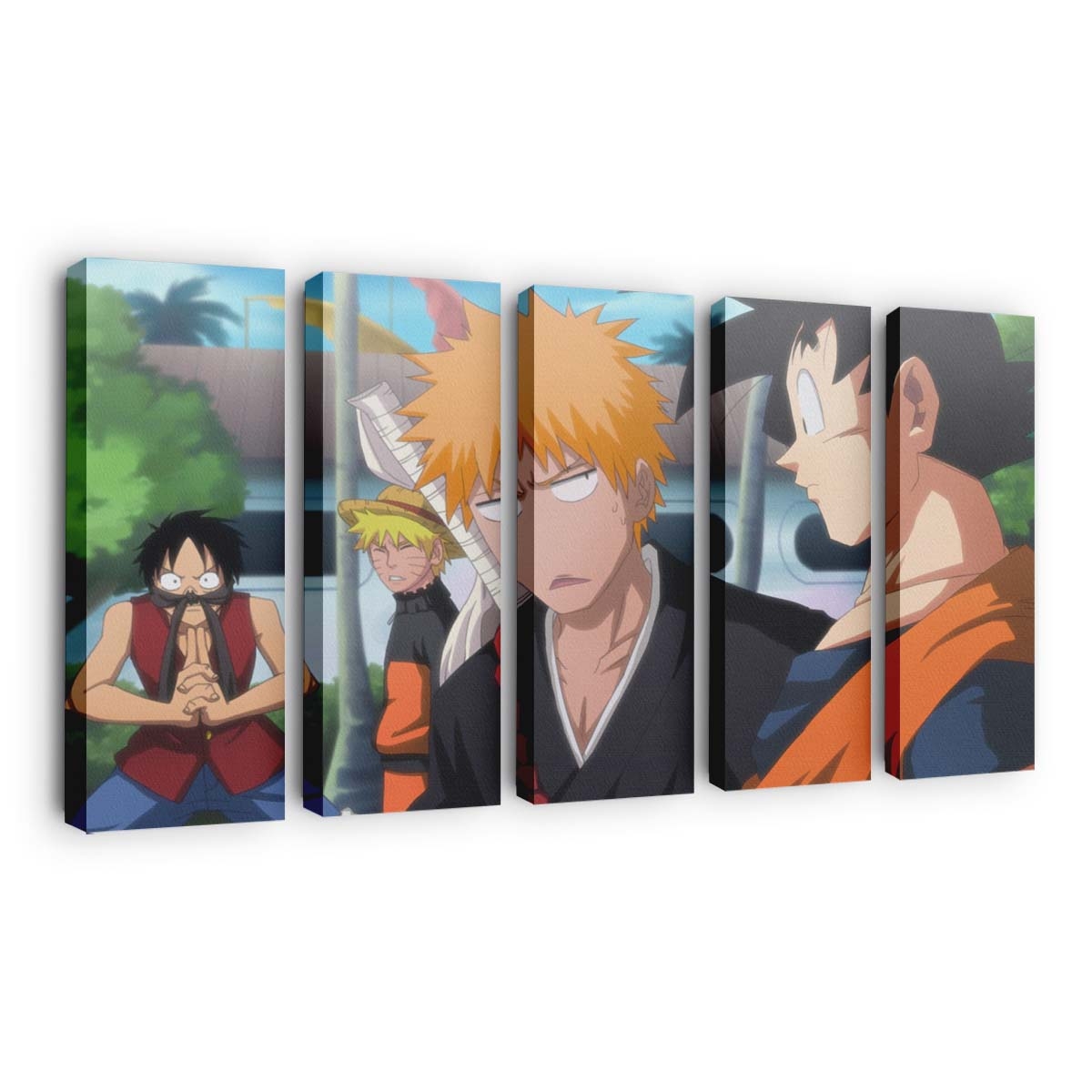 Uzumaki Naruto Monkey D Luffy Kurosaki Ichigo Son Goku Naruto Anime One Piece - Anime Wandbild - Leinwandbild uzumaki narutomonkey d luffykurosaki ichigoson gokunaruto animeone piece