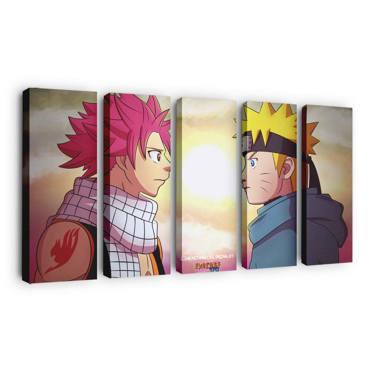 Uzumaki Naruto Naruto Shippuuden Clouds Dragneel Natsu Fairy Tail Sunset - Anime Wandbild - Leinwandbild uzumaki narutonaruto shippuudencloudsdragneel natsufairy tailsunset